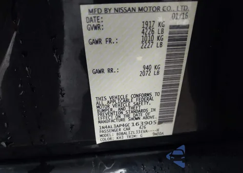 2016 Nissan Altima 2.5 Sv из США, поврежденный, VIN 1N4AL3AP4GC163905